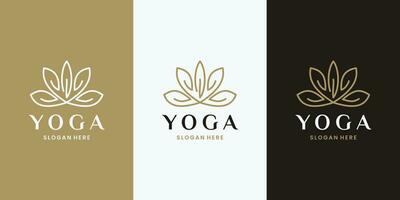 loto fiore yoga simbolo logo design vettore. d'oro femminile vettore