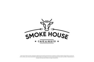 bistecca Casa, carne memorizzare logo design con Vintage ▾ stile. vettore