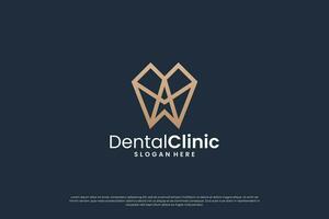 lusso dentale clinica logo design con d'oro colore. vettore
