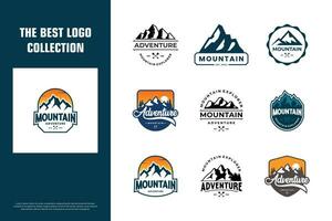 collezione di montagna viaggio emblemi. avventura badge logo design modello. vettore