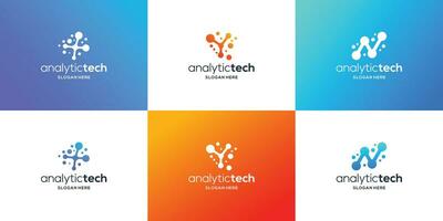 analitico Tech logo design collezione. pendenza molecola logo vettore