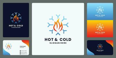 fuoco neve logo design vettore caldo e freddo simbolo