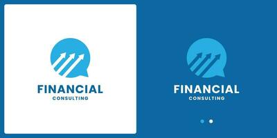 finanza Chiacchierare consulente logo design. crescita freccia con bolla Chiacchierare combinare vettore