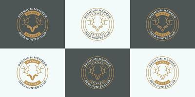 fascio distintivo cervo cacciatore logo design retrò stile vettore