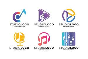 impostato di musica logo design collezione. simbolo musica, Nota, giocare icona moderno modello. vettore