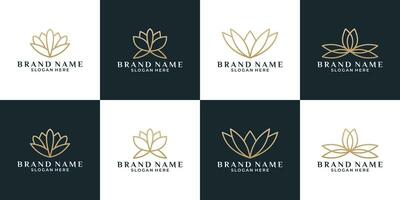 lusso fascio fiore loto logo design vettore