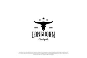 Vintage ▾ toro, mucca, Longhorn logo design. ranch e azienda agricola logo modello. vettore