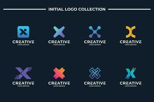 impostato di astratto lettera X logo design vettore. lettera X collezione per attività commerciale, marca, azienda. vettore