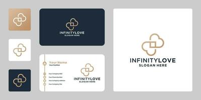 infinito amore logo design moderno e minimalista. infinito amore linea arte stile logo simbolo. vettore