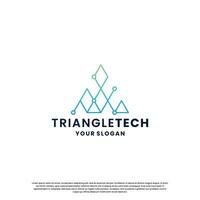 astratto logo per tecnologia. triangolo forma e connessione circuito concetto vettore