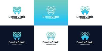 impostato di creativo dentale clinica logo design. dente simbolo concetto, odontoiatria logo modello. vettore