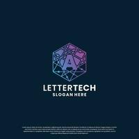 attività commerciale lettera un' logo design per tecnologia, laboratorio, scienza, calcolo azienda vettore