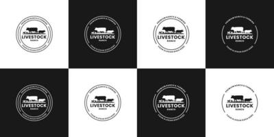 Vintage ▾ bestiame distintivo logo design per azienda ranch e etichette emblema vettore