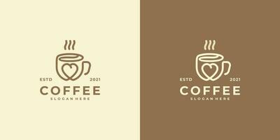 caffè amante logo con linea arte stile vettore
