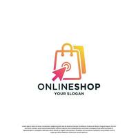 in linea shopping logo design. Presto shopping memorizzare logo modello vettore