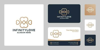 creativo infinito amore logo design. amore con infinito concetto combinare. vettore