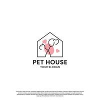 animale domestico Casa, animale domestico memorizzare logo design collezione. coniglio e gatto combinazione nel il Casa vettore