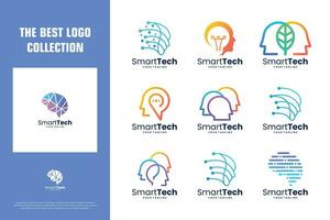 collezione di cervello Tech logo design per artificiale intelligenza design. vettore