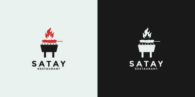 satay logo design modello per il tuo attività commerciale cibo, ristorante e barbecue vettore