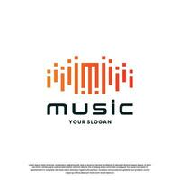 pulse musica con lettera m logo design. equalizzatore icona logo musica ispirazione vettore