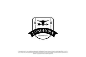 Longhorn bufalo, mucca, Toro logo design. distintivo modello per il tuo attività commerciale ranch vettore