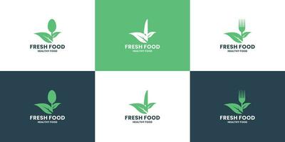 impostato di fresco cibo etichetta logo design ispirazione vettore