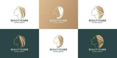 collezione di bellezza cura logo design con d'oro colore vettore