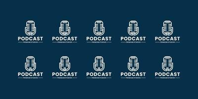 Podcast studio disco logo design collezioni vettore