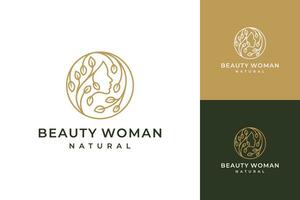 creativo femminile donne con fiore logo design vettore
