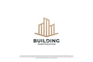 creativo edificio logo design ispirazione con linea arte stile. vettore