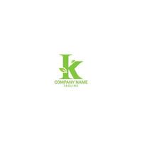 K lettera foglia logo design vettore