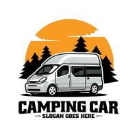 camper - campeggio e viaggio auto illustrazione vettore