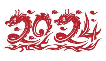Cinese Drago anno 2024 tipografia vettore