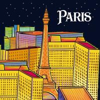 illustrazione di il città di Parigi a notte vettore