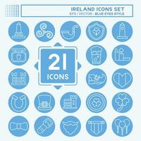 icona impostato Irlanda. relazionato per vacanza simbolo. blu occhi stile. semplice design modificabile. semplice illustrazione vettore