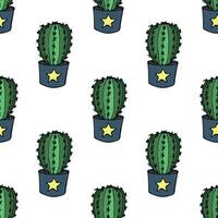 senza soluzione di continuità modello con cactus scarabocchio per decorativo Stampa, involucro carta, saluto carte e tessuto vettore