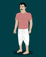 indiano uomini tre trimestre Visualizza cartone animato personaggio per cartone animato animazione storie gratuito vettore