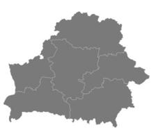 bielorussia carta geografica. carta geografica di bielorussia nel amministrativo province nel grigio colore vettore