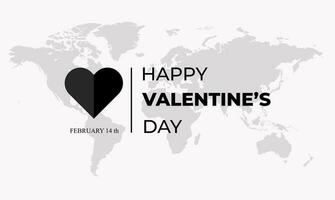 San Valentino giorno, San Valentino giorno sfondo con un' mondo carta geografica su il indietro vettore
