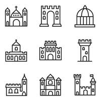 imballare di medievale fortezze icone vettore