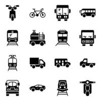imballare di tipi di mezzi di trasporto vettore icone