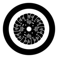 auto frizione disco copertina coesione trasmissione auto parte piatto kit riparazione servizio icona nel cerchio il giro nero colore vettore illustrazione Immagine solido schema stile
