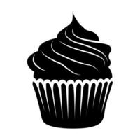 Cupcake nero vettore icona isolato su bianca sfondo