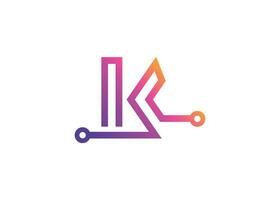 lettera K tecnologia vettore monogramma logo design modello. lettera K molecola, scienza e bio tecnologia vettore logo
