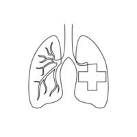 polmone singolo linea illustrazione disegno vettore