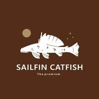 animale sailfin pesce gatto naturale logo vettore icona silhouette retrò fricchettone