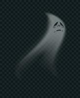 spaventoso Halloween fantasma, realistico pauroso mostro silhouette. volante fantasma o ghoul con triste viso espressione vettore