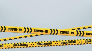 covid-19 quarantena strisce cordone o confine, giallo nastro vettore