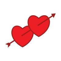 rosso cuore trafitto di un freccia su un' bianca sfondo. vettore illustrazione. cuore amore icona simbolo per elemento design san valentino, nozze, felice, Salute e quotidiano uso