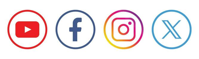 sociale media Marche logo impostato - Youtube, Facebook, instagram, cinguettio icone vettore